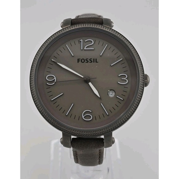 Fossil Accessories - Fossil Quartz Watch ES3134 Women 42mm Silver Steel Leather Date - New Battery